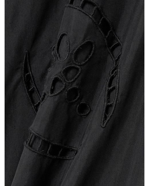 Isabel Marant Black Bilya Oversized Broderie Anglaise Modal-Blend Shirt