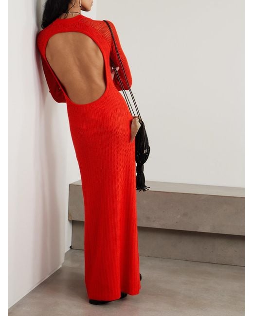 Escvdo Red Cumbre Open-Back Cotton Maxi Dress
