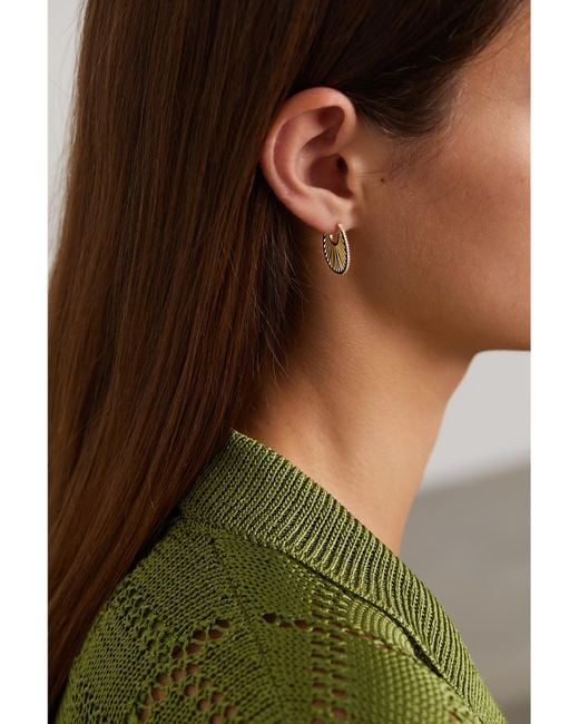 L'Atelier Nawbar Natural Flat Ray Large 18-Karat Diamond Hoop Earrings