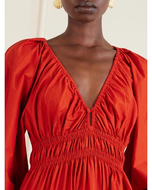 Matteau Shirred Organic Cotton-Poplin Maxi Dress