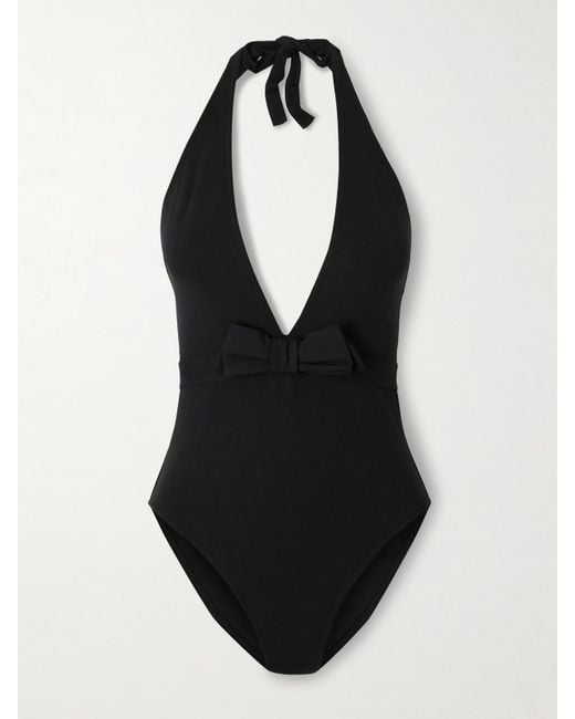 Eres Black Couture Bow-Detailed Halterneck Swimsuit