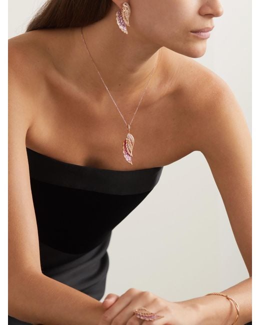 Garrard Pink Wings Embrace 18-Karat Rose, Sapphire And Diamond Necklace