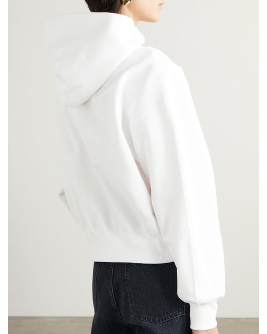 Gucci White Verkürzter Hoodie Aus Baumwoll-Jersey Mit Stickereien