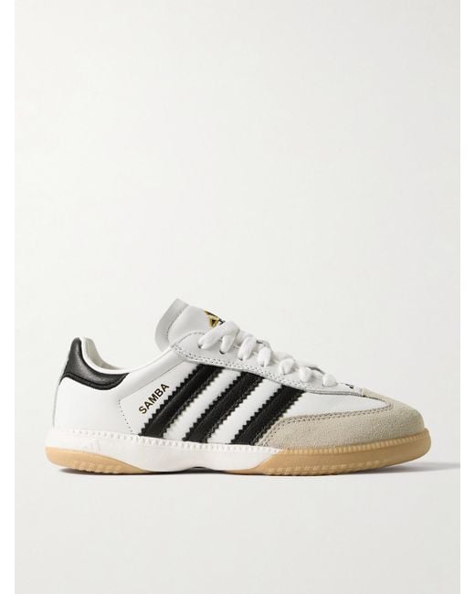 Adidas Originals White Samba Mn Suede-Trimmed Leather Sneakers