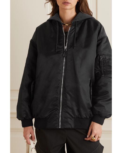 Givenchy Black Oversized Hooded Jersey And Shell Bomber Jacket