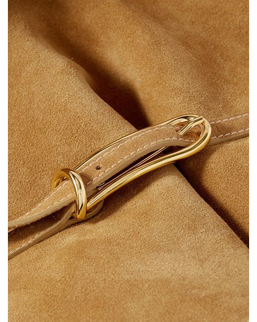 Liffner Natural Buckled Suede Bucket Bag