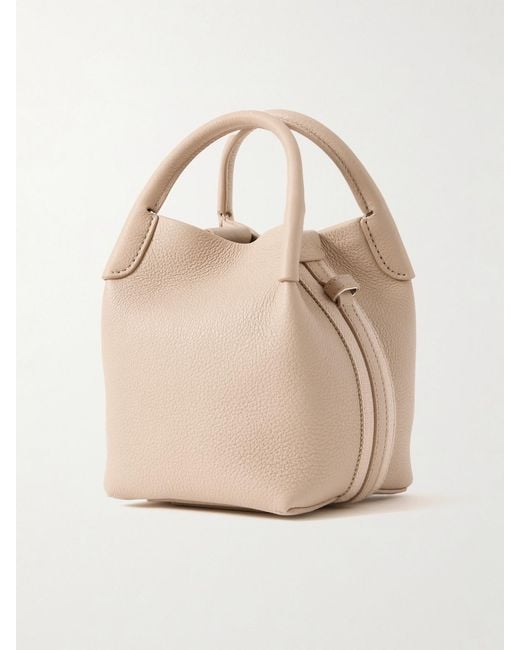 Loro Piana Natural Bale Grosgrain-Trimmed Textured-Leather Shoulder Bag