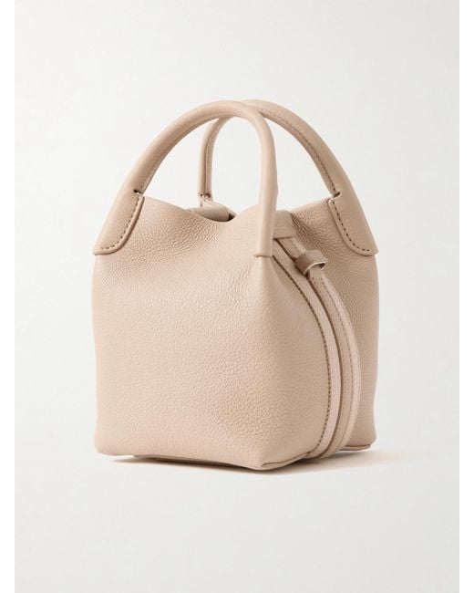 Loro Piana Natural Bale Grosgrain-Trimmed Textured-Leather Shoulder Bag