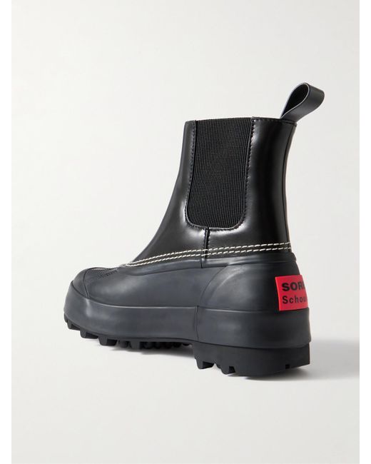 Proenza Schouler Black Sorel Caribou Leather And Rubber Platform Chelsea Boots