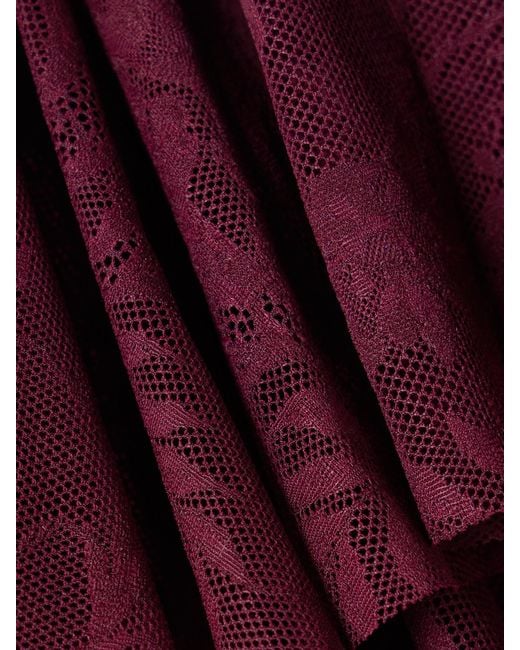 Norma Kamali Purple Body Aus Stretch-Spitze Mit Rüschen