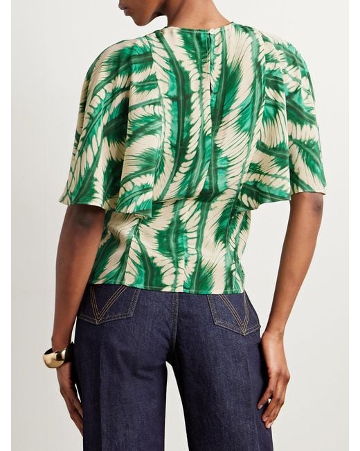 Ulla Johnson Green Ada Printed Silk Top