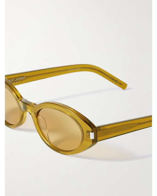 Saint Laurent Yellow Oval-Frame Acetate Sunglasses
