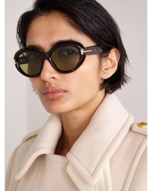 Tom Ford Black Icon Cat-Eye Acetate Sunglasses