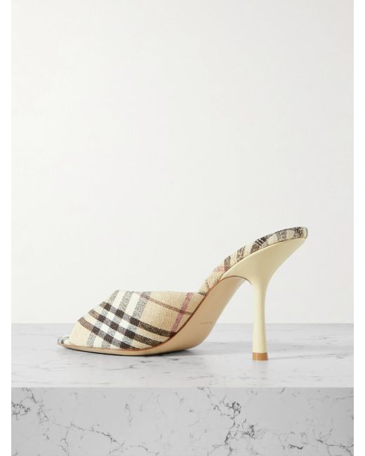 Burberry Natural Checked Linen Mules