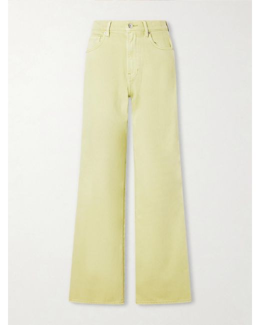 Veronica Beard Yellow Kasey Mid-Rise Wide-Leg Jeans