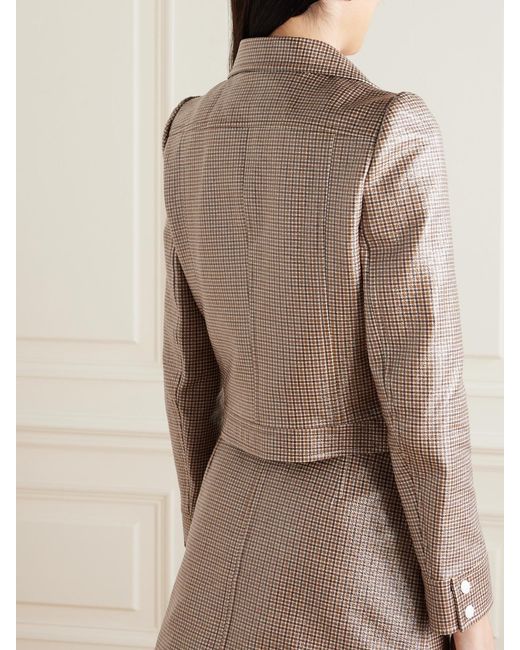 Courreges Natural Reedition Cropped Appliquéd Checked Coated Cotton-Blend Jacket