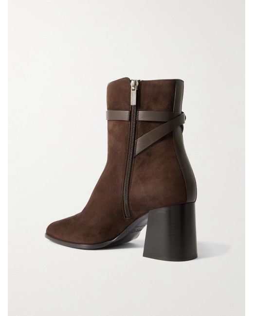 Jimmy Choo Brown Lawton 65 Leather-Trimmed Suede Ankle Boots