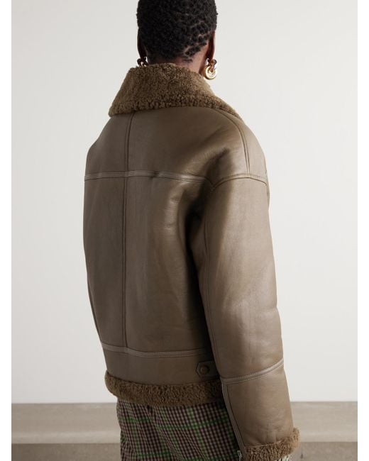 Yves Salomon Green Shearling Jacket