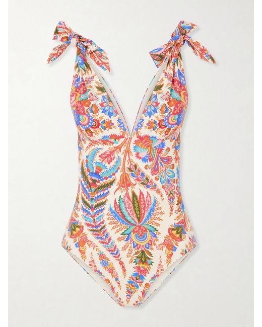 Etro Multicolor Knotted Paisley-Printed Swimsuit