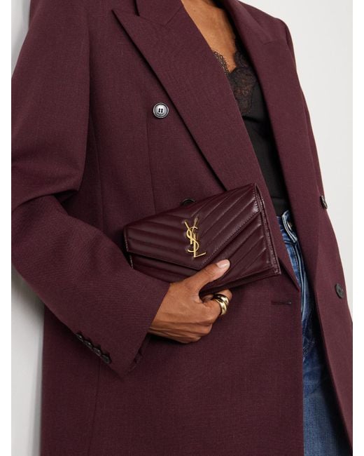 Saint Laurent Purple Cassandre Envelope Mini Matelassé Leather Shoulder Bag