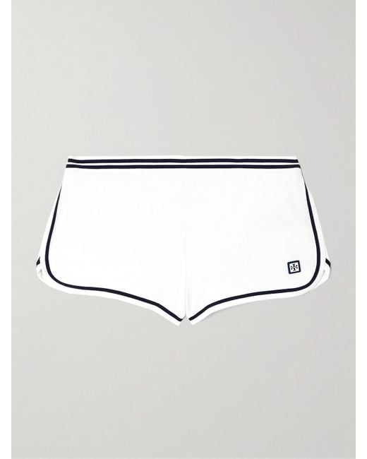 Tory Sport White Tennis-Shorts Aus Stretch-Piqué Mit Streifen