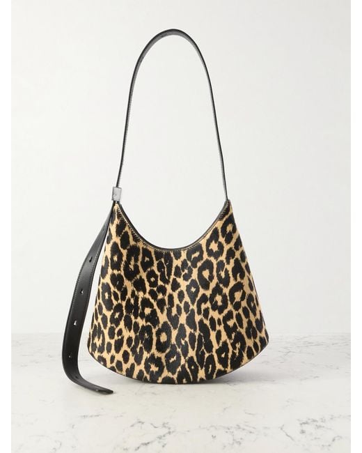 Jil Sander White Eldorado Small Leather-Trimmed Leopard-Print Calf Hair Shoulder Bag