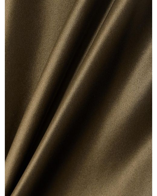 Saint Laurent Green Lace-Trimmed Silk-Satin Midi Dress