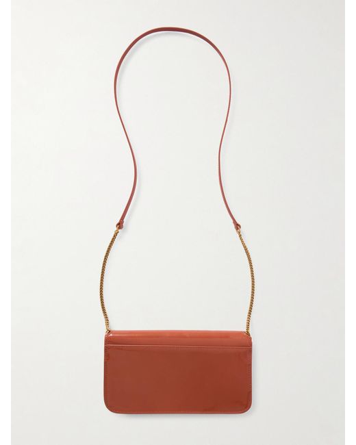 Saint Laurent White Cassandre Strap Smartphone-Hülle Aus Leder