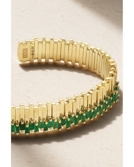 Suzanne Kalan Metallic 18-Karat Emerald Bangle