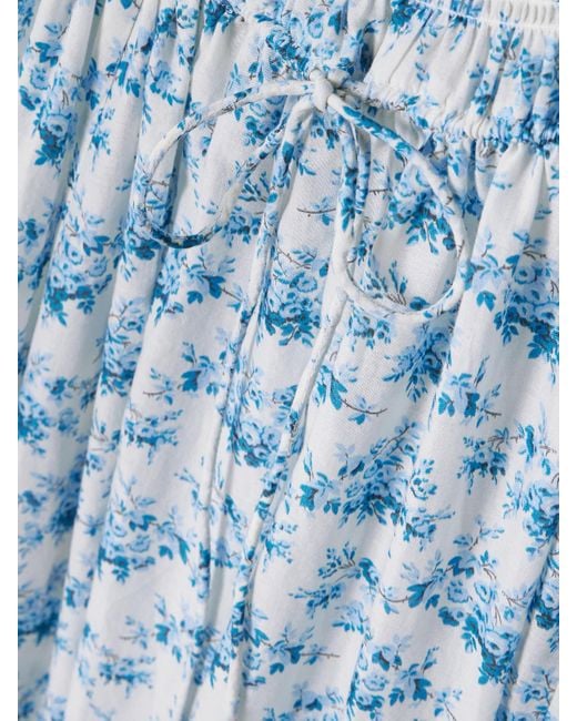 Doen Blue Ashlynn Midikleid Aus Biobaumwoll-Voile Mit Blumenprint Und Raffungen Zum Binden