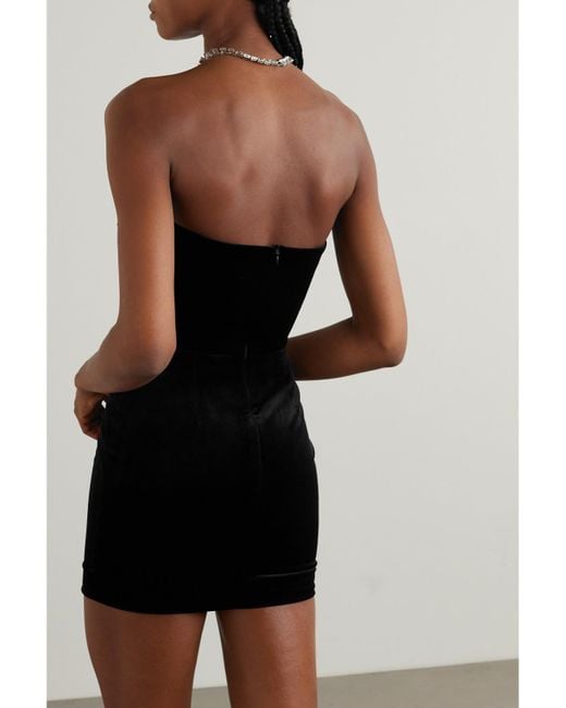 Alex Perry Black Strapless Stretch-Velvet Mini Dress