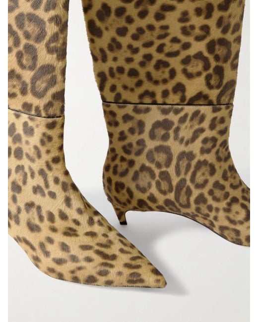 Jimmy Choo Metallic Maxima 35 Kniehohe Stiefel Aus Kalbshaar Mit Leopardenprint