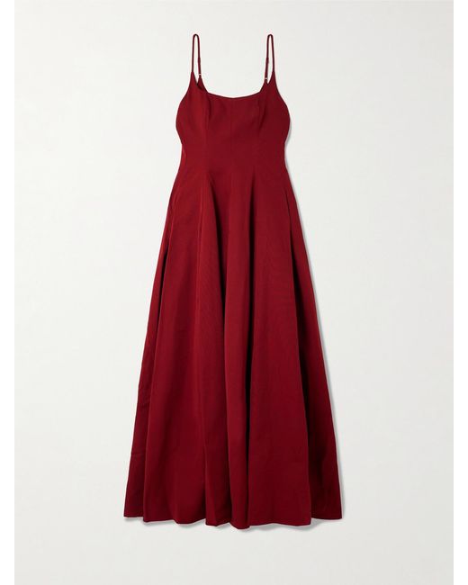 Staud Red Joy Cotton-Blend Faille Maxi Dress