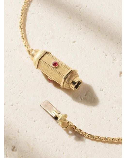 Marie Lichtenberg Natural Micro Coco Locket 18-Karat Ruby Necklace