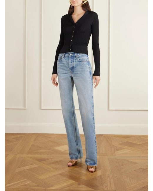 Saint Laurent Blue Nico Mid-Rise Straight-Leg Jeans