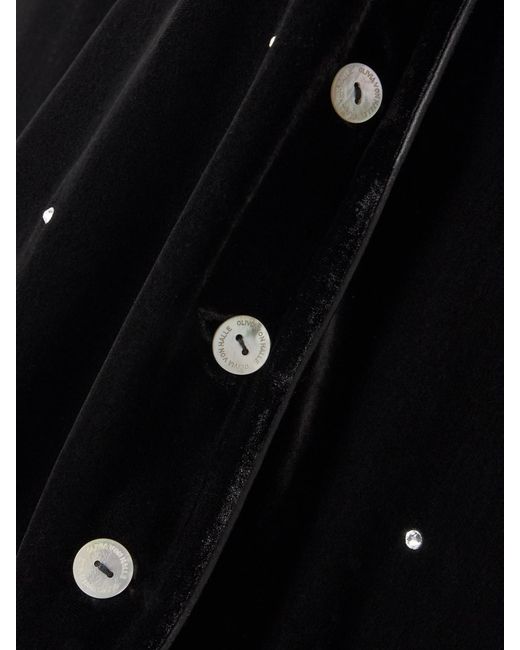 Olivia Von Halle Black Coco Crystal-Embellished Velvet Pajama Set