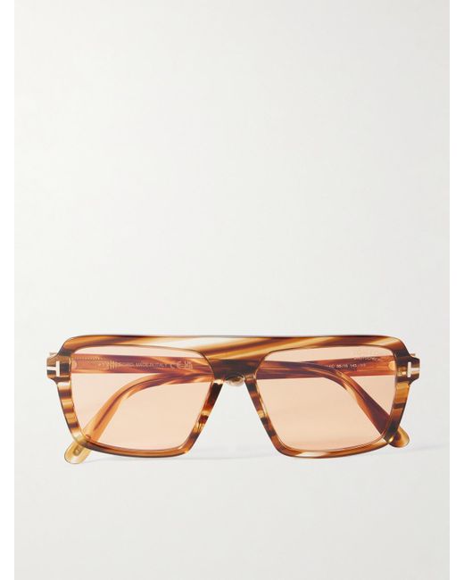 Tom Ford Pink Vincent Square-Frame Tortoishell Acetate And-Tone Sunglasses