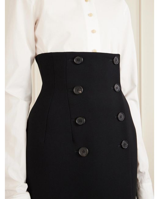 Khaite Blue Luiza Crepe Midi Skirt