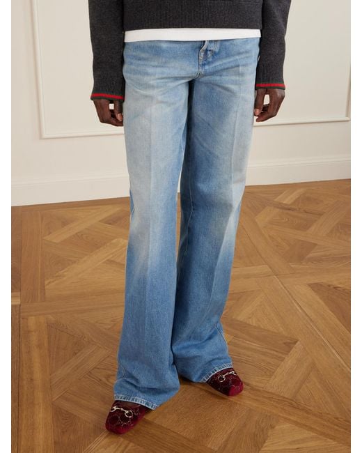 Gucci Red Horsebit Ballerina Leather-Trimmed Crystal-Embellished Velvet Flats