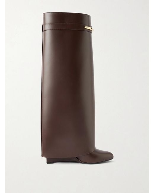 Givenchy Brown Shark Leather Knee Boots