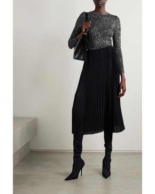 Balenciaga Black Sequined Stretch-Knit Sweater