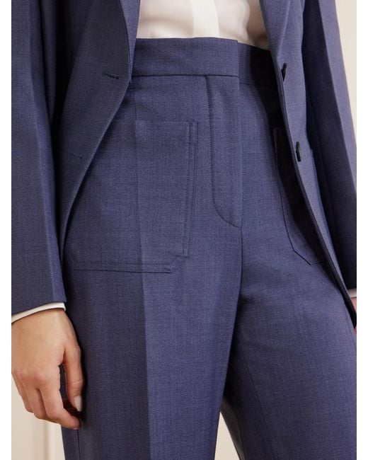 Victoria Beckham Blue Alina Woven Wide-Leg Pants
