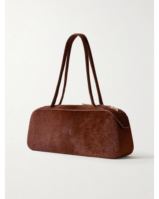 Khaite Brown Simona Leather-Trimmed Calf Hair Shoulder Bag