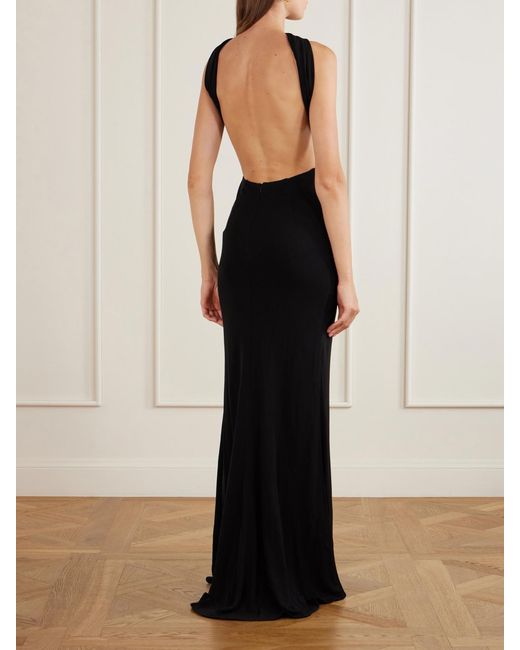 Elie Saab Black Draped Jersey Gown