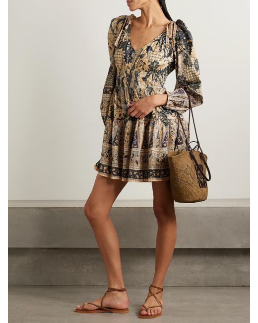 Mini-Robe En Voile De Coton Mélangé Imprimé Anika Ulla Johnson en coloris Brown