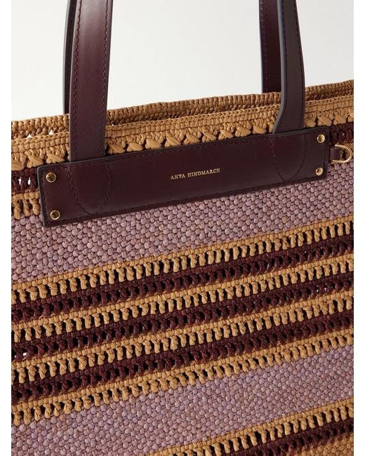 Anya Hindmarch Brown Striped Raffia Tote
