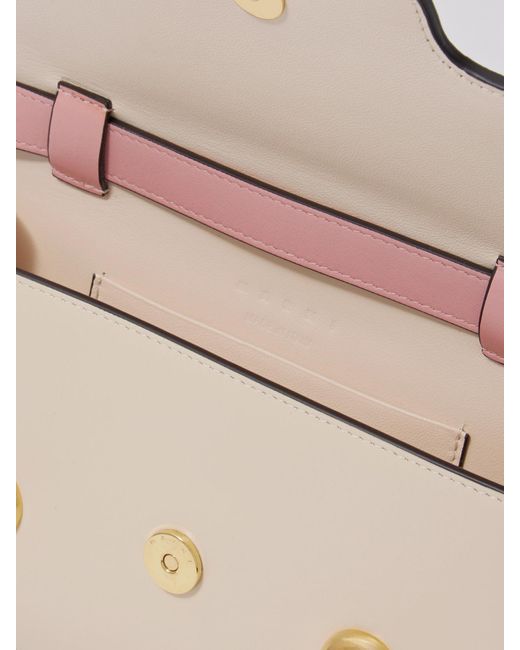 Marni Natural Trunkaroo Embellished Color-Block Leather Shoulder Bag
