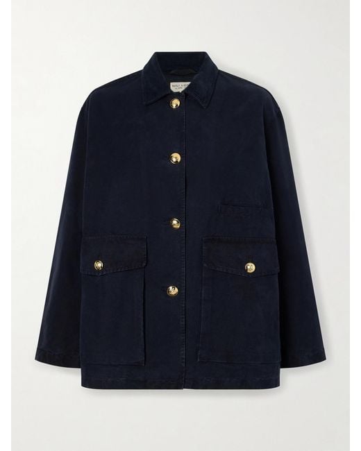 Nili Lotan Blue Devin Corduroy-Trimmed Cotton-Canvas Jacket