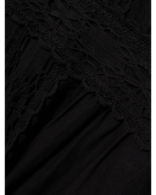 Isabel Marant Black Veona Lace-Trimmed Linen And Cotton-Blend Midi Dress