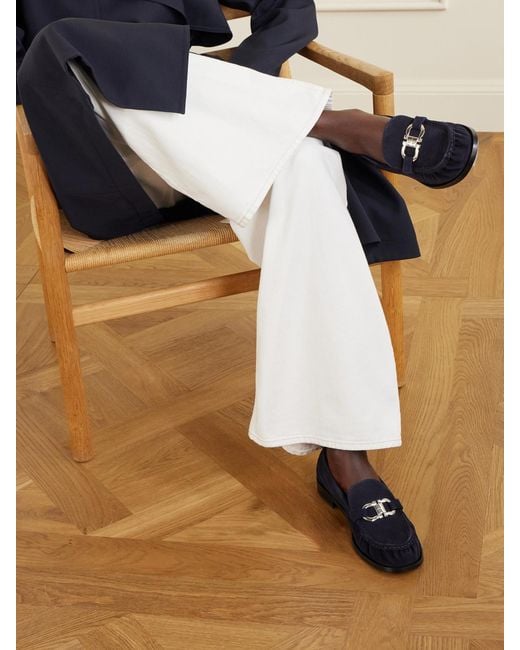 Ferragamo Blue Maryan Suede Loafers
